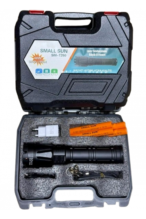 Small Sun Zoomlu Şarjlı El Feneri 60w 6000 Lümen Type-c Şarjlı 2 Km Menzil