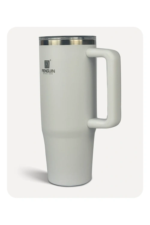 Penguin Termos Pipetli Termos Bardak 900 Ml Paslanmaz Çelik Beyaz