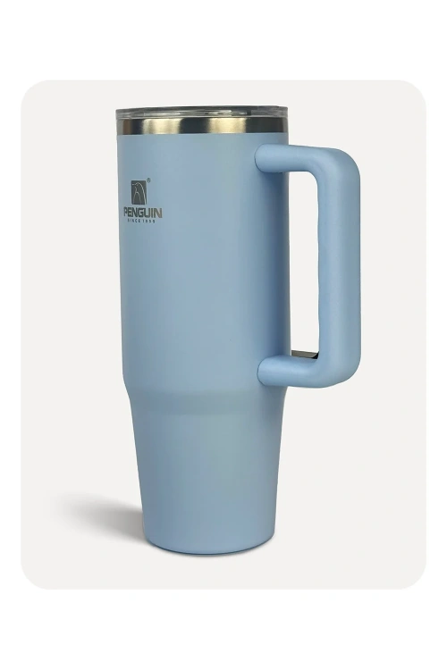 Penguin Termos Pipetli Termos Bardak 900 Ml Paslanmaz Çelik Mavi