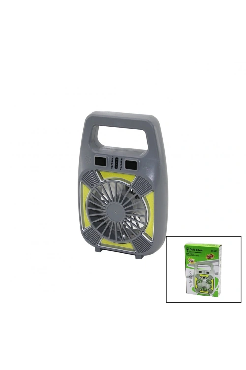 Gold Silver GS-265 2in1 Mini Fan & Fener USB Şarjlı, 2 Kademe Hız