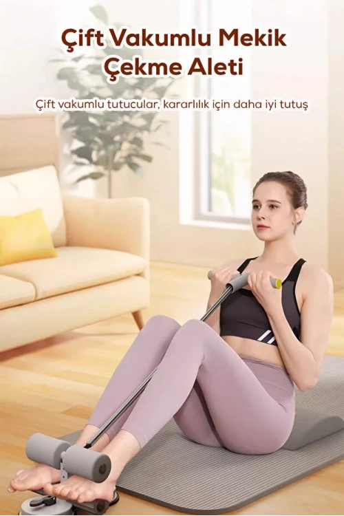 Çift Vantuzlu Mekik Çekme Plastik Spor Aleti Direnç Lastikli Egonex