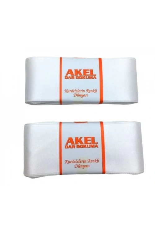 Akel ( 6cmx10mt ) ( Poşetli ) ( Beyaz ) ( Takı ) Kurdelesi*4x50