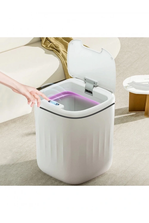 Akıllı Sensörlü Çöp Kovası Teknolojik Ofis Banyo Mutfak 20l Uv Işık Antibakteriyel Koku Geçirmez