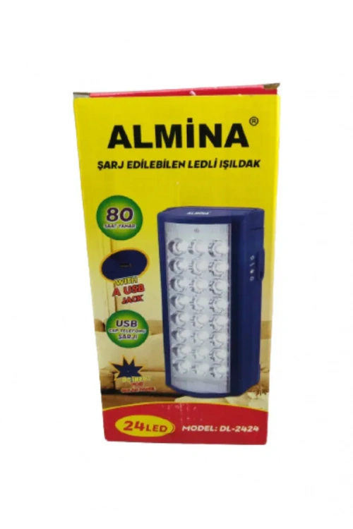 Almina Işıldak 24 Led 80 Saat Yanma Telefon Şarj Edebilen Işıldak Usbli Şarjlı 24 Ledli Işıldak