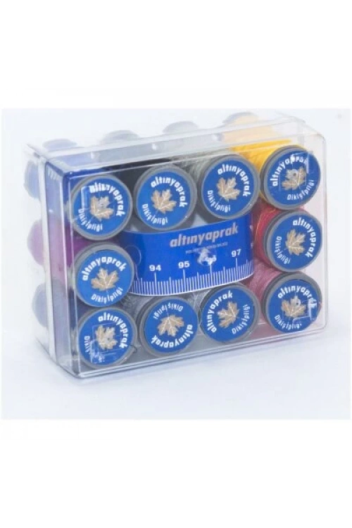 Altınyaprak ( Kare Set & 10 Renk ) Dikiş İplik Makara Mezuralı*10x25