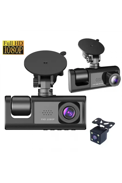 Araç Araba Kamerasi Black Box Traffic Recorder 3 Kameralı