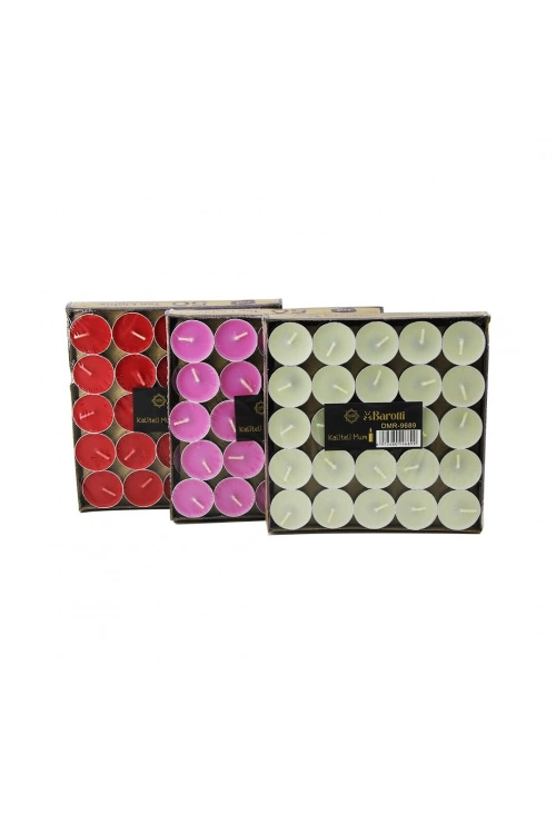 Barotti Dmr-9689 ( 50pcs ) ( Renkli Yuvarlak ) Tea Light Mum*40