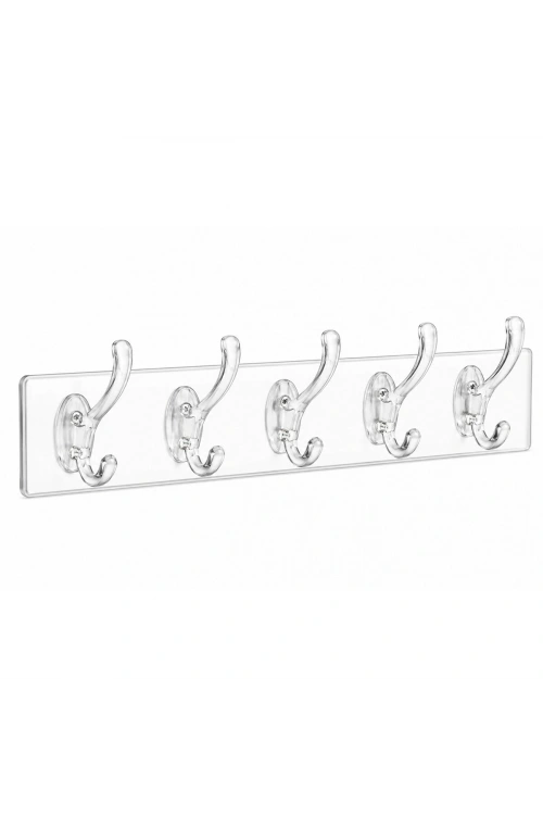 Baysa-136 Silikon ( 5 Kollu ) Mika Kristal Şeffaf Askı ( Şeffaf Yapışkanlı )*30x10