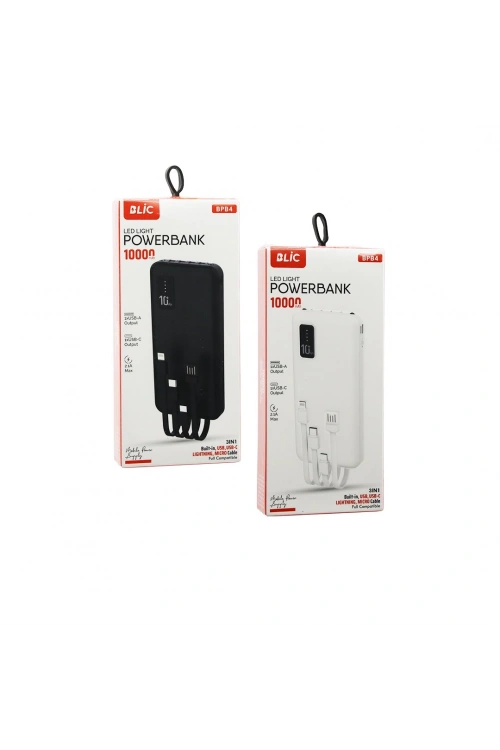 Blic Bpb-4 ( 10.000mah ) ( 3in1=usb-a & Usb-c Lıghtnıng & Mıcro Çıkış ) Powerbank ( Dijital Şarj Göstergesi ) ( 2.1a )*100