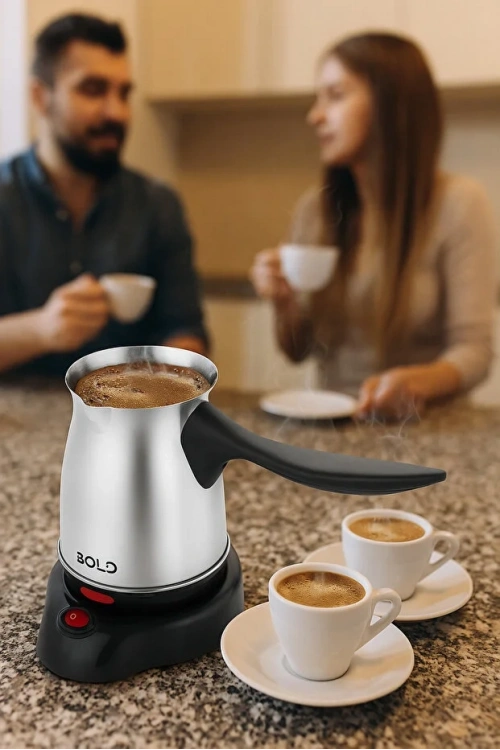 Bold Elektrikli Türk Kahve Pişirme Makinesi Inox Paslanmaz Çelik Cezve