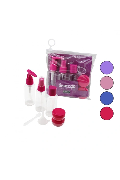 Carelly Cr-3110 (7pcs) Seyahat Kozmetik Set (3-pls.pompalı+sprey+kapaklı Şişe(50ml)& 2-krem Kutu(10gr)& 1-huni & 1-spatula)*12x10
