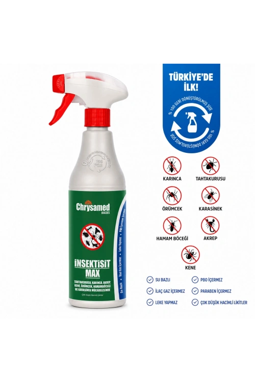 Chrysamed ( İnsektisit Max ) Sıvı Böcek İlaç Sprey 500ml ( Hamamböcek & Kene & Akrep & Karınca & Tahta Kurusu )*24