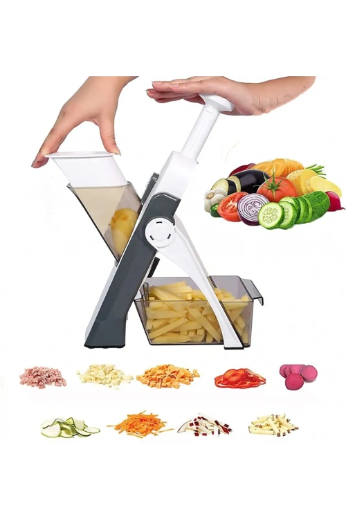 Çok Amaçlı Basmalı Sebze Dilimleyici Doğrayıcı Mandolin Brava Spring Slicer Kitchenmate