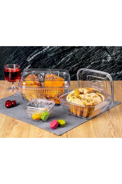 Crystal Ware F-406 ( 3pcs Set ) ( Kare & 5250ml ) Saklama Kabı ( Mika & Kristal Plastik )*12=k