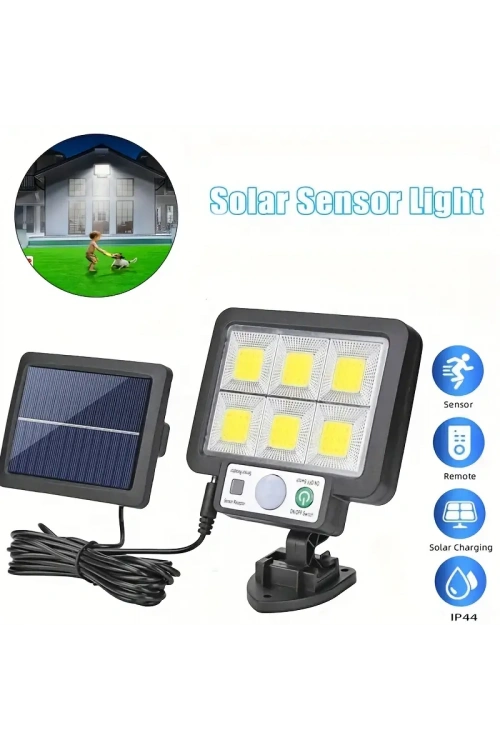 Egonex 120 Cob Led Solar Panel Güneş Enerjili 3 Mod Duvar Lambası
