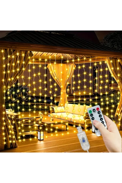 Egonex 300 Ledli 10 Sarkıt Perde Led Işık-8 Fonksiyon, Uzaktan Kumandalı, 3x3 Metre