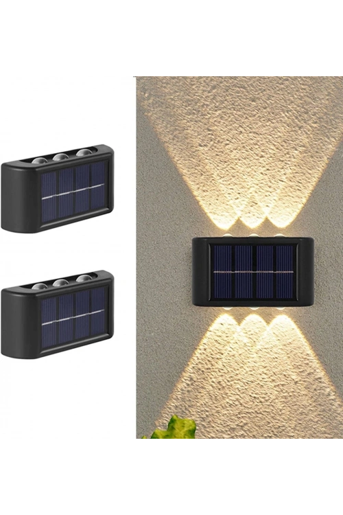 Egonex 6 Ledli Solar Çift Taraflı Duvar Lambası Güneş Enerjili Aydınlatma Dekorasyon Aplik Işık