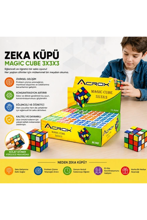 Egonex Acrox Magıc Cube Ax-847 ( 3x3x3 ) Zeka Küpü ( Oyun )*12x24