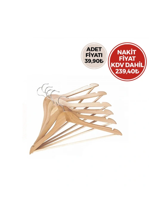 Egonex Askıcım ( 6pcs ) ( Lüks Ahşap ) Elbise Askısı ( Vernikli )*20=k