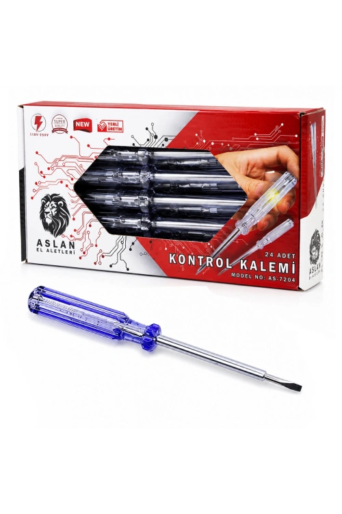 Egonex Aslan As-7204 ( Düz ) Kontrol Kalemi Klemens Çelik Uçlu*24x20