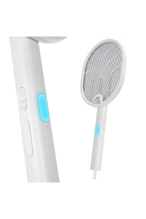 Egonex Asonic As-a26 ( Beyaz ) ( Type-c Şarjlı ) ( Raket Modeli ) Elektronik Sinek Öldürücü Cız Makine  ( Katlanabilir Sap )*48
