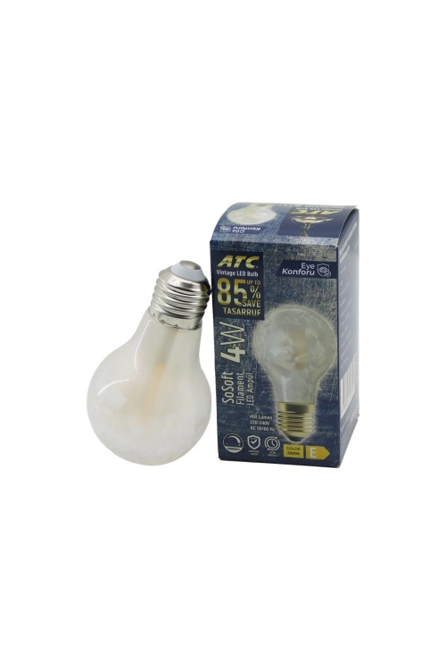 Egonex ATC-A60-SS VİNTAGE SOSOFT (4W & E27) (LED FİLAMENT & RUSTİK AMPUL) LAMBA (KIRILMAZ PLASTİK CAM) (400 LÜMEN) (2200K) (25.000 SAAT)*80