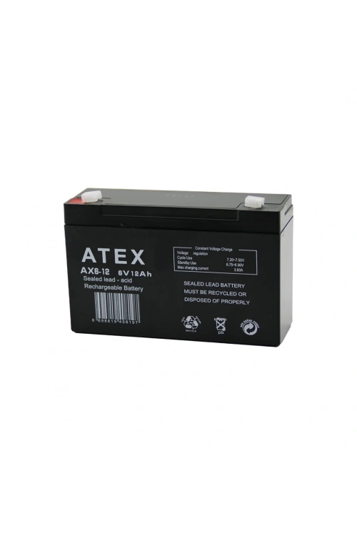 Egonex Atex Ax6-12 ( İnce ) Akü ( 6v-12ah ) Amper*10