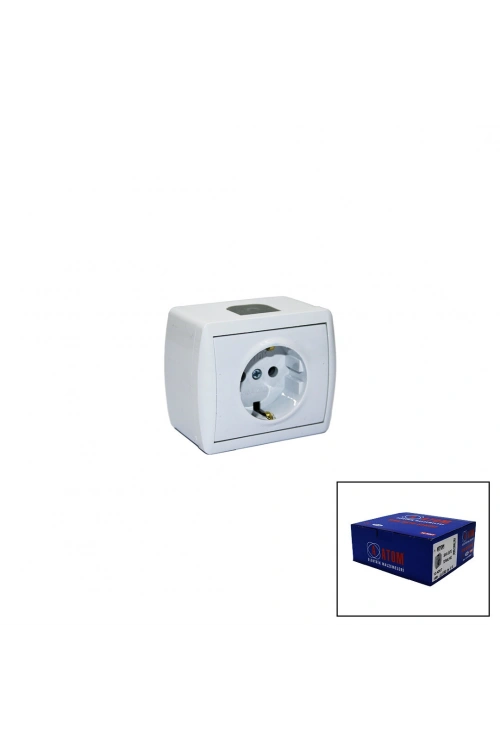 Egonex Atom Sıva Üstü Topraklı Priz*12x10