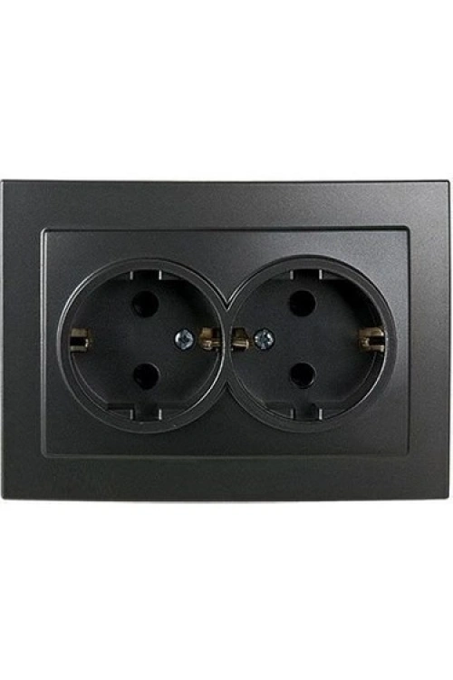 Egonex Atom ( Siyah ) Topraklı 2li Priz*12x10