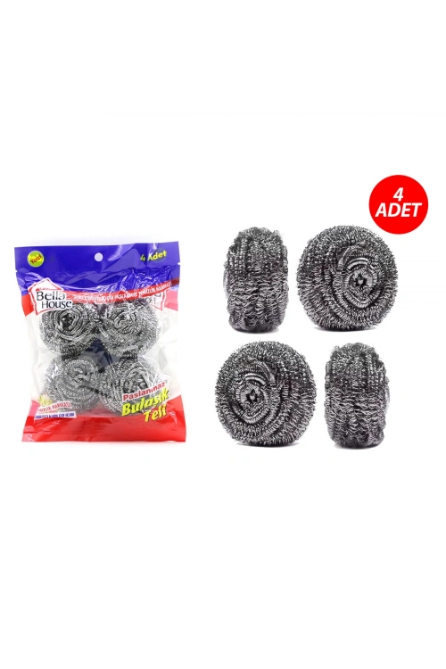 Egonex Bella House K-7279 ( 4pcs ) ( Poşetli ) Bulaşık Top Teli ( Paslanmaz )*12x20