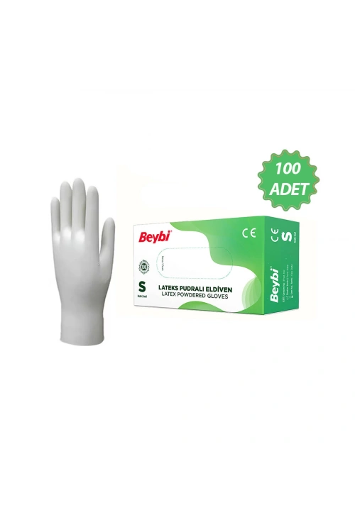 Egonex Beybi ( S ) ( Pudralı ) ( 100pcs ) ( Lateks ) Muayene Eldiveni*1x20