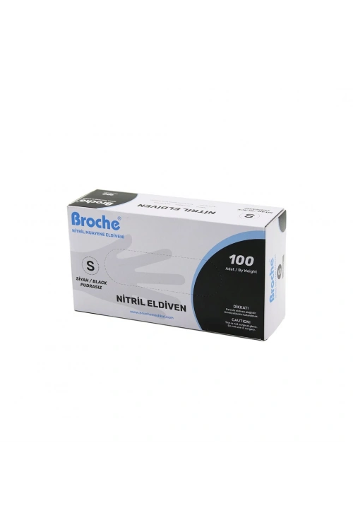 Egonex Broche Haspet Coremed & Bimel ( S ) ( Siyah ) ( Pudrasız ) ( Nitril ) Muayene Eldiveni ( Lateks ) ( 100lü )*1x20