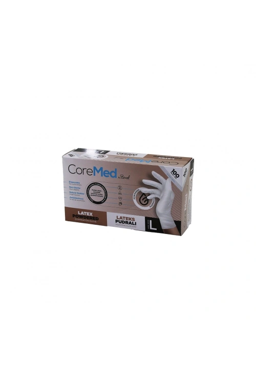 Egonex Coremed Bimel Haspet ( L ) ( Pudralı ) Latex Muayene Eldiveni ( Lateks ) ( 100lü )*1x20