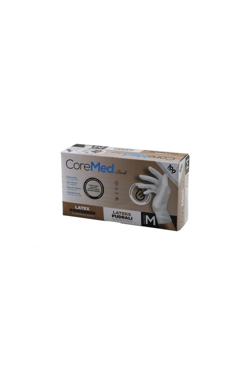Egonex Coremed Bimel Haspet ( M ) ( Pudralı ) Latex Muayene Eldiveni ( Lateks ) ( 100lü )*1x20