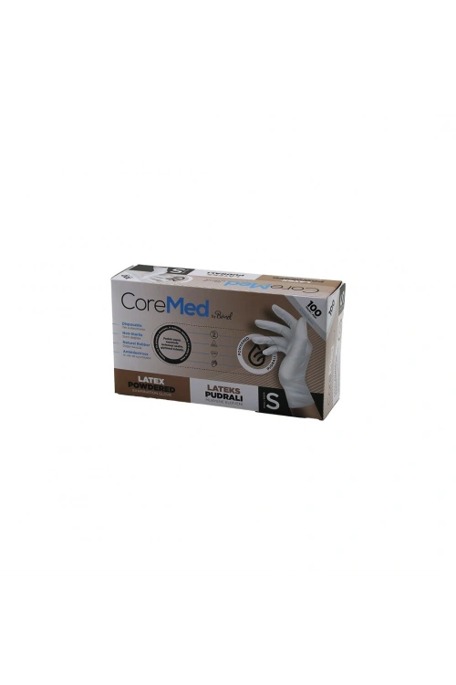 Egonex Coremed Bimel Haspet ( S ) ( Pudralı ) Latex Muayene Eldiveni ( Lateks ) 100lü*1x20