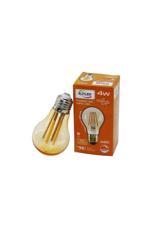 Egonex Elitled A-60 ( 4w & E27 ) ( Gold Color ) ( Led Filament & Rustik Ampul ) Lamba ( 500lumen ) (kırılmaz Gövde)*80
