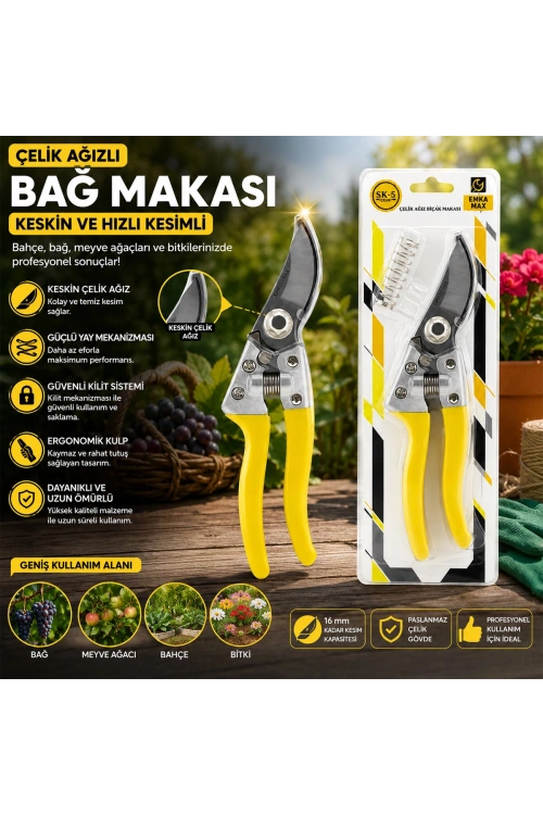 Egonex Emka 5523-144 Çelik Ağızlı Bağ Makas*144