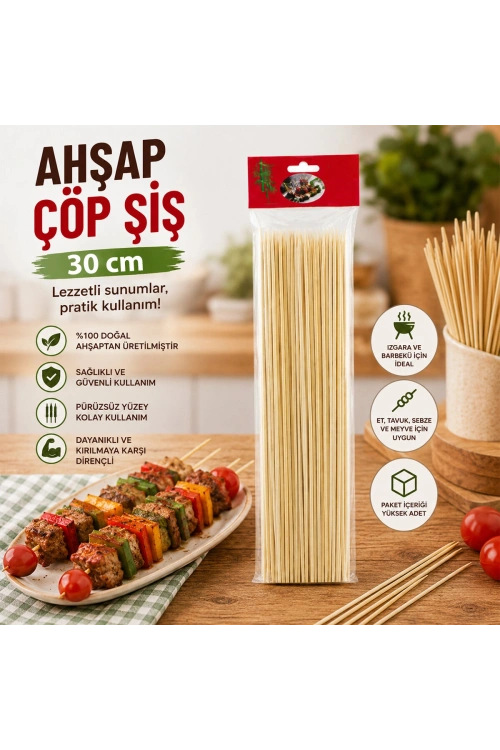 Egonex Enfa Ra-329 Ahşap Çöp Şiş ( 30cm ) ( 46pcs )*10x20