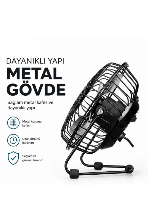 Egonex Everest Efn-482 ( Usb Şarjlı & Metal Gövde ) ( 14.5x7.5x15cm ) Mini Masaüstü Fan & Vantilatör*24