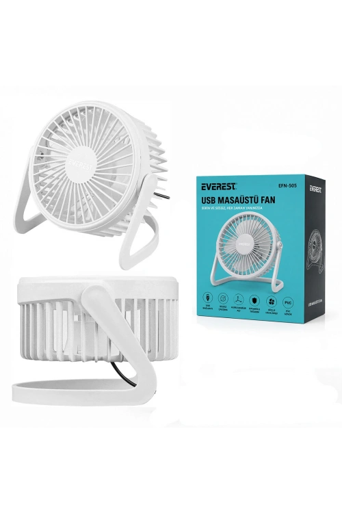 Egonex Everest Efn-505 ( Usb Şarjlı & Pvc Gövde ) ( 14.5x14.1cm ) Masa Üstü Fan & Vantilatör*30