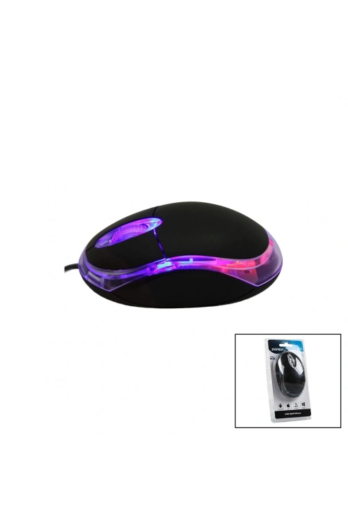 Egonex Everest Km-6809 ( Kablolu Usb & Işıklı ) Siyah Optik Mouse ( 1200 Dpı ) ( Vakumlu Ambalaj ) (110cm Kablo)*100
