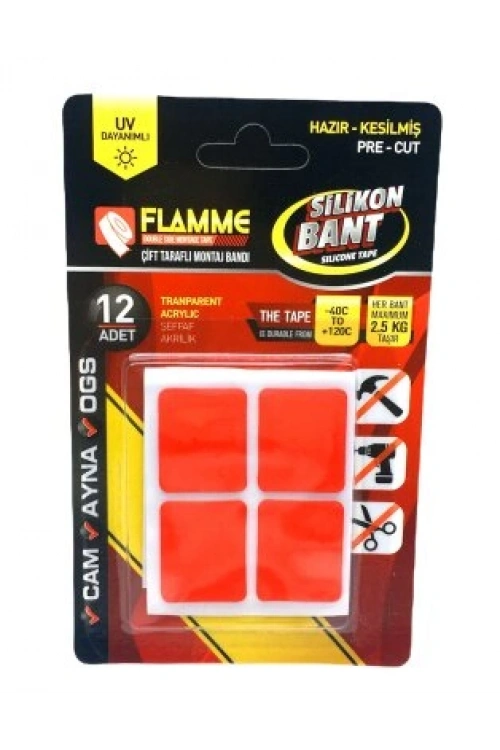 Egonex Flamme Silikon ( 12pcs ) Çift Taraflı ( Montaj ) Bant ( Bandı )*25x10