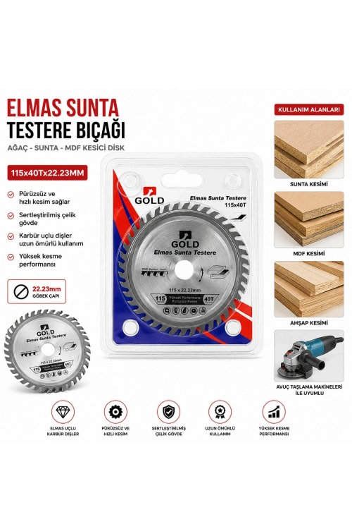 Egonex Gold Elmas Sunta ( 115x40tx22.23mm ) ( Ağaç ) Sunta Kesici Disk*300