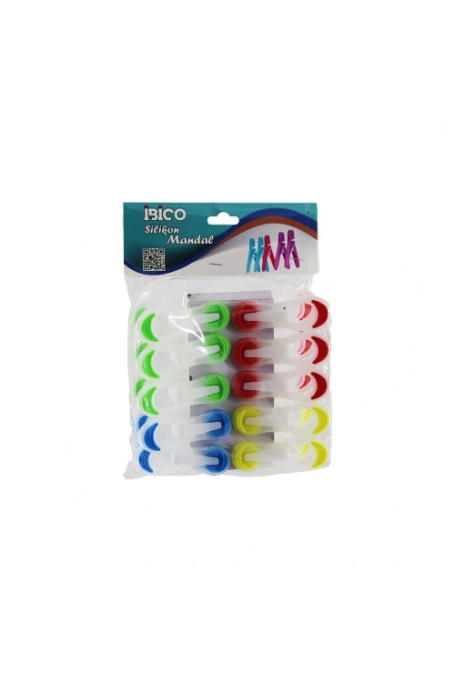Egonex İbico İ21-036 ( 10pcs ) ( Şeffaf & Renkli Uç ) Silikon & Plastik Mandal*12x12