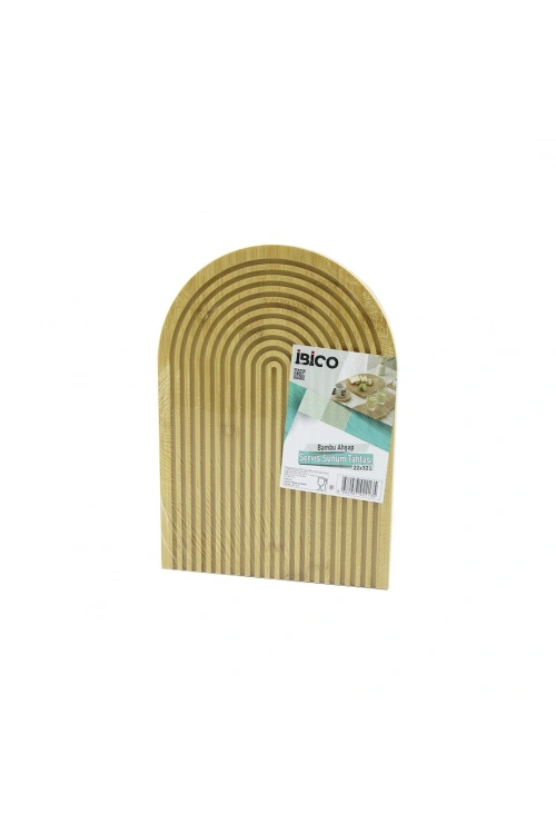 Egonex İbico İ22-213 (2in1 Kenar=oval & Düz) (yarım Daire) (çift Taraflı=düz & Kanallı) (ahşap Bambu) Servis Sunum Tepsi & Tahtası (22x32cm)*24