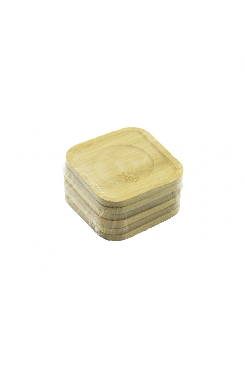 Egonex İbico İ22-216 ( Kare= 9.7 X 9.7cm ) ( 6pcs ) Bambu & Ahşap ( Çay Tabak )*48