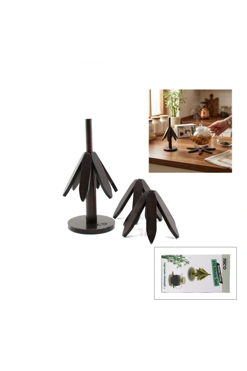 Egonex İbico İ22-320 Standlı=ağaç Model) ( 2pcs ) Ahşap Bambu ( Katlanır ) Nihale ( Yapraklı Çiçek Modeli= Çap: 20cm) )*36