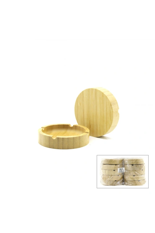 Egonex İbico İ22-398 ( Yuvarlak ) ( Ahşap & Bambu ) Küllük ( 9cm )*10x30