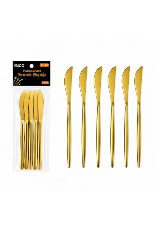 Egonex İbico İ22-441 ( 6pcs ) ( Gold ) Yemek Bıçak Seti ( 21cm )*10x10