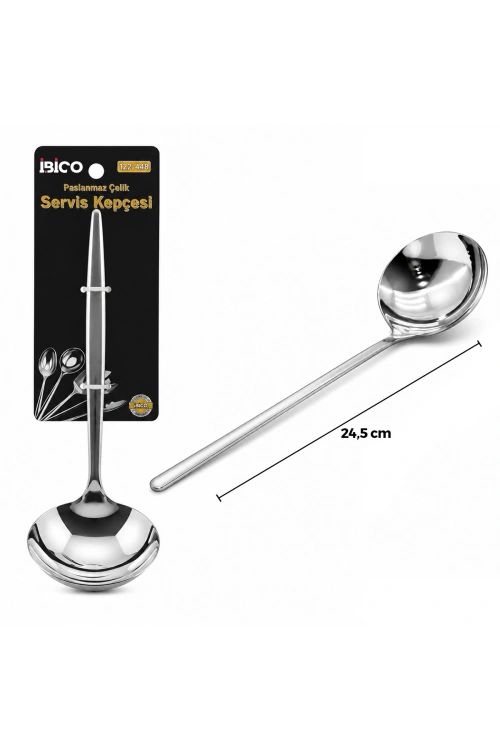 Egonex İbico İ22-448 ( 24.5cm ) ( Krom ) ( Metal ) ( Servis Kepçe )*12x10